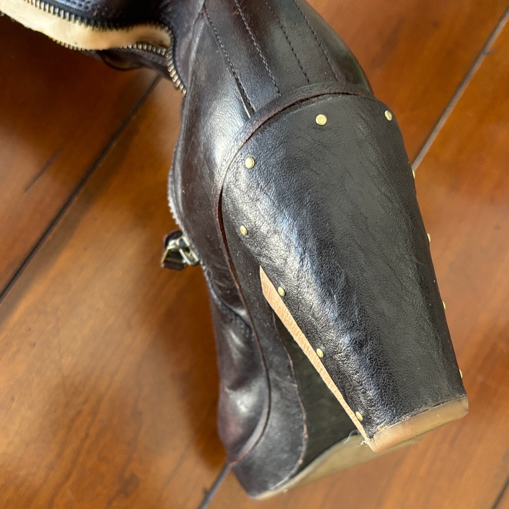 Timberland Chocolate Heeled Boots with Straps - Picture 7 of 9